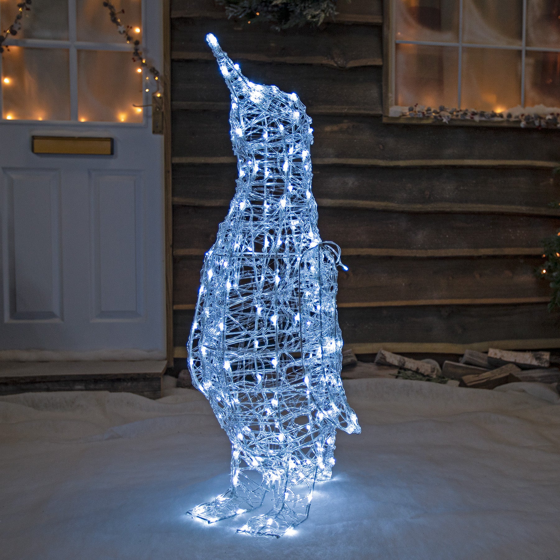 1M Acrylic Outdoor Light Up Stargazing Christmas Penguin with 160 LEDS