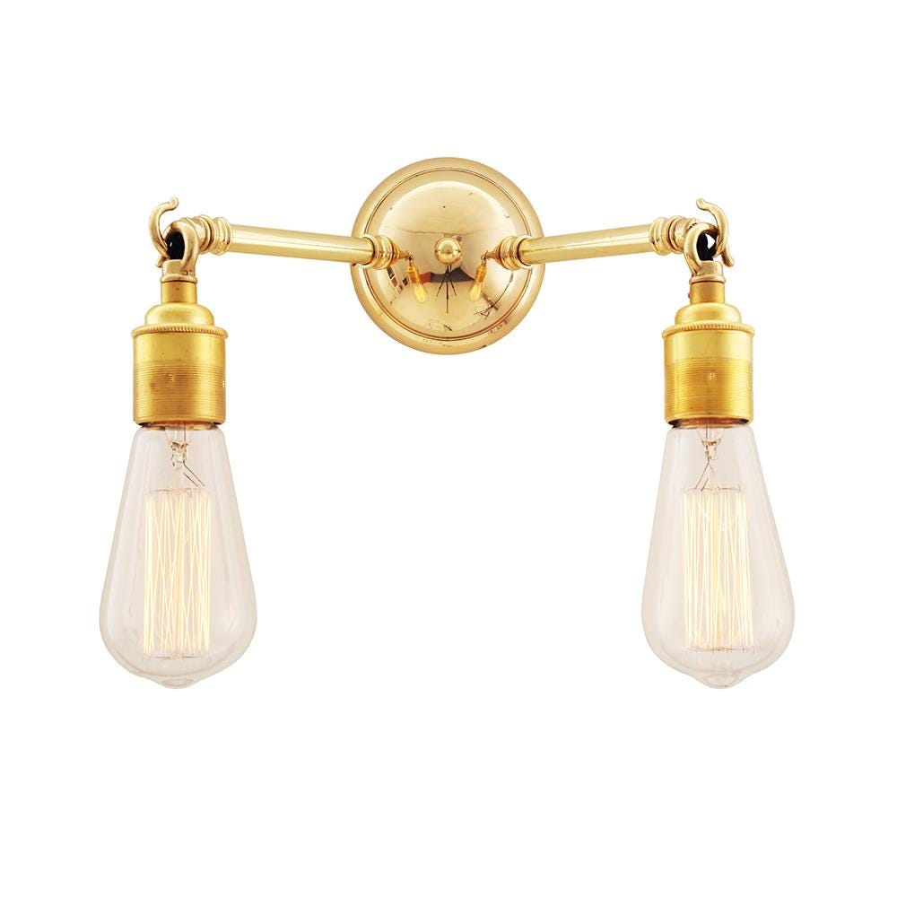 Vintage Double Wall Light Polished Brass