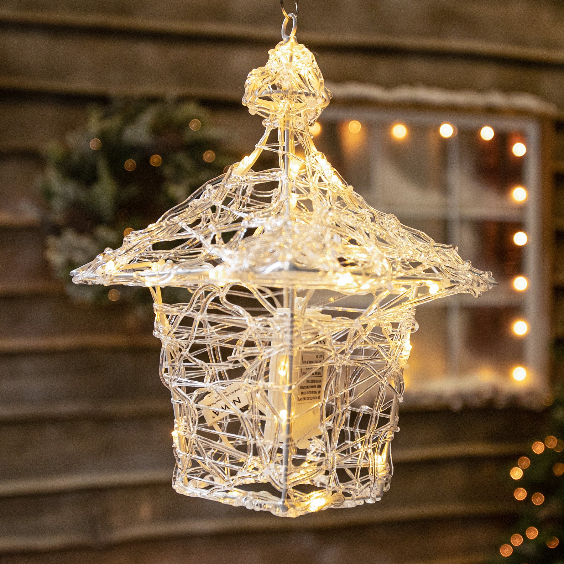 35cm Acrylic Hanging Lantern with 40 Warm White LED Lights