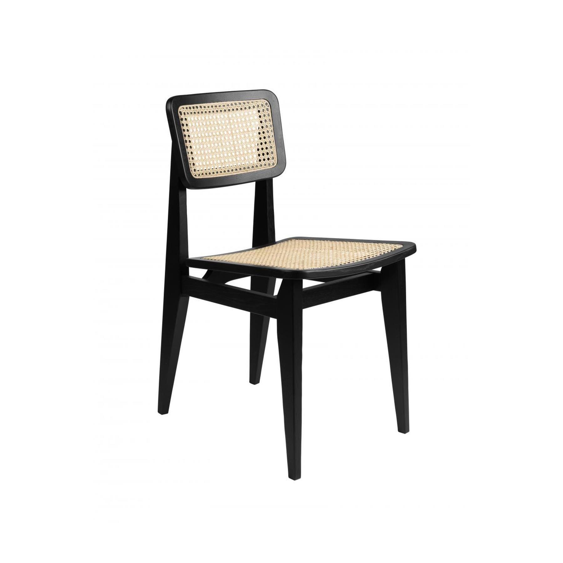 Cchair Dining Chair Cane Seat Black Stained Oak Matt Lacquered