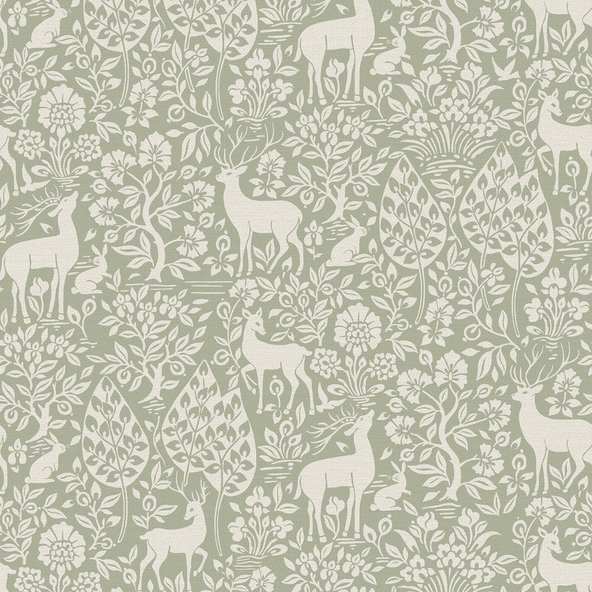 Holden Decor Deer Woods Sage Wallpaper, Green