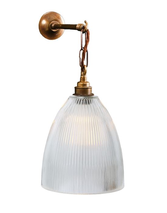 Hooked Wall Light Prismatic Bell Antique Brass