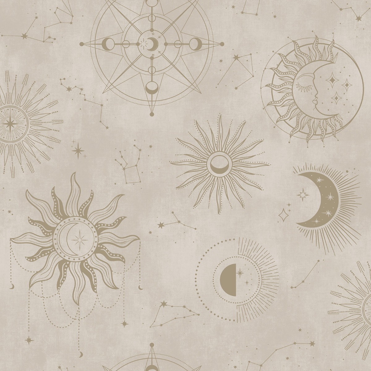 Holden Decor Cosmic Cream Gold Wallpaper, Gold