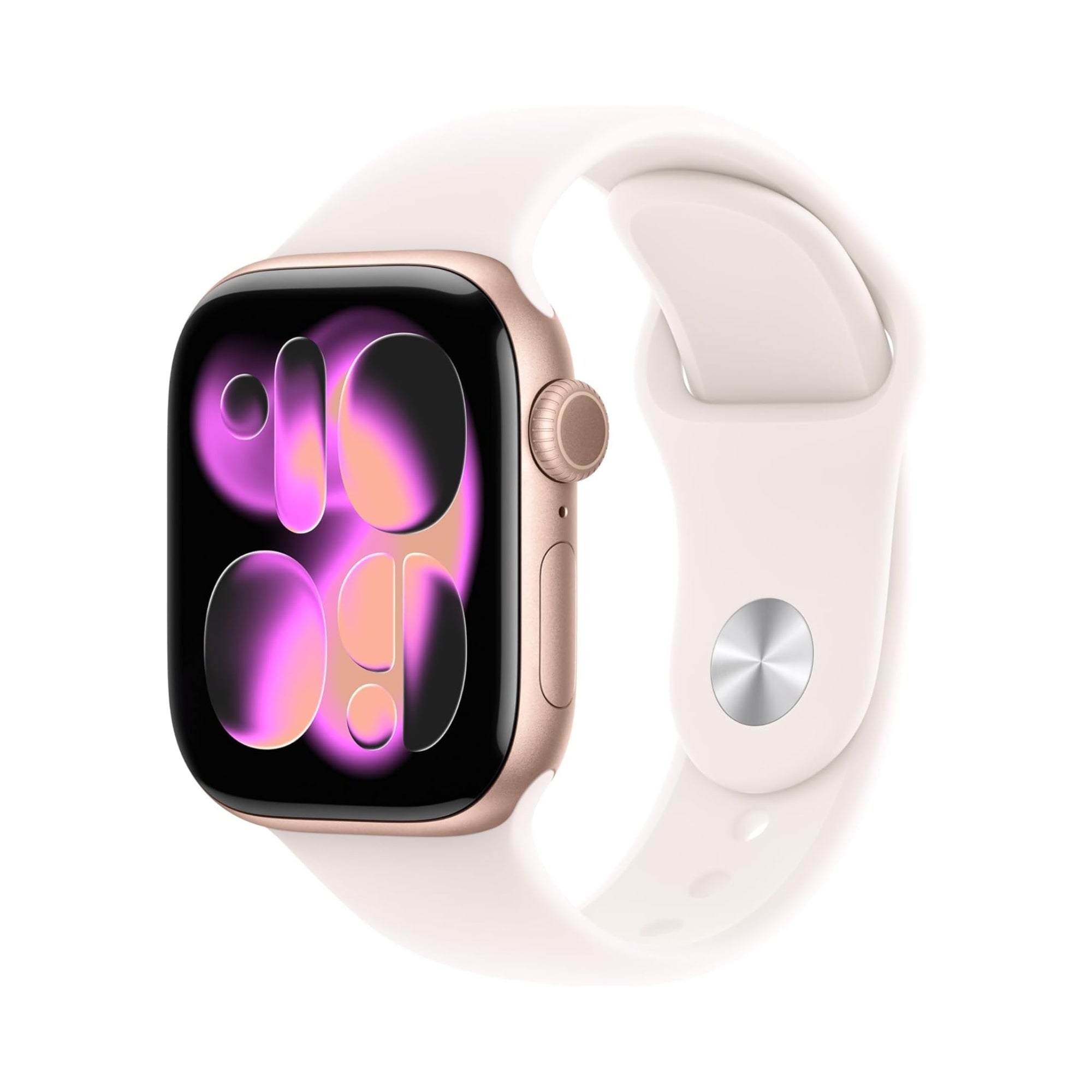 Image of Apple Watch Series 11 GPS 46mm Rose Gold Aluminium Case Light Blush Sport Band (S/M) MEV64MP/A