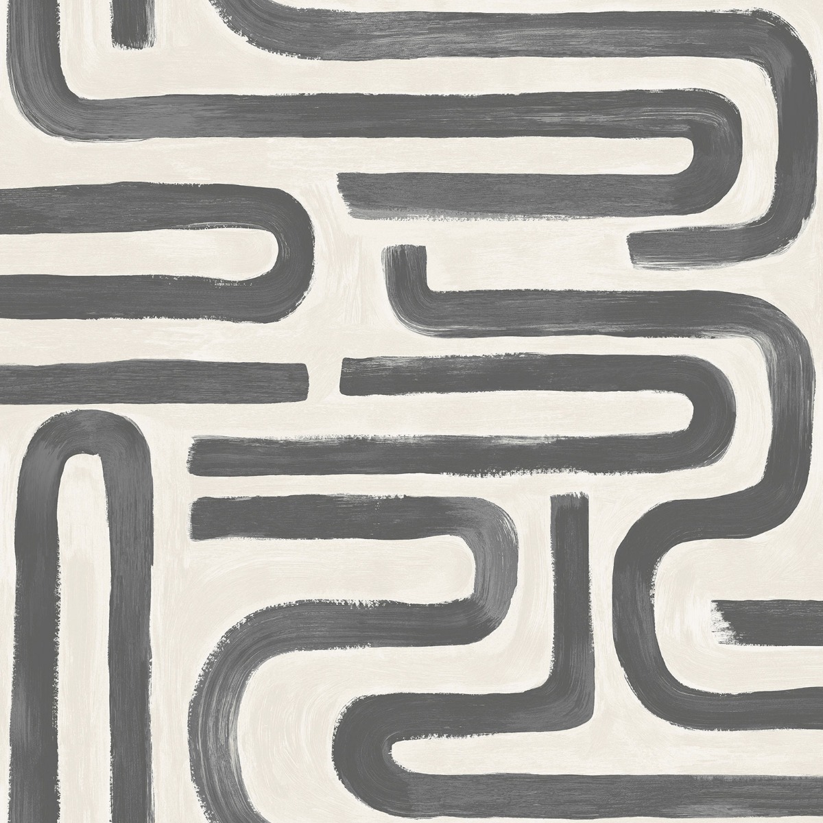Holden Decor Brushed Geo Charcoal Cream Wallpaper, Black