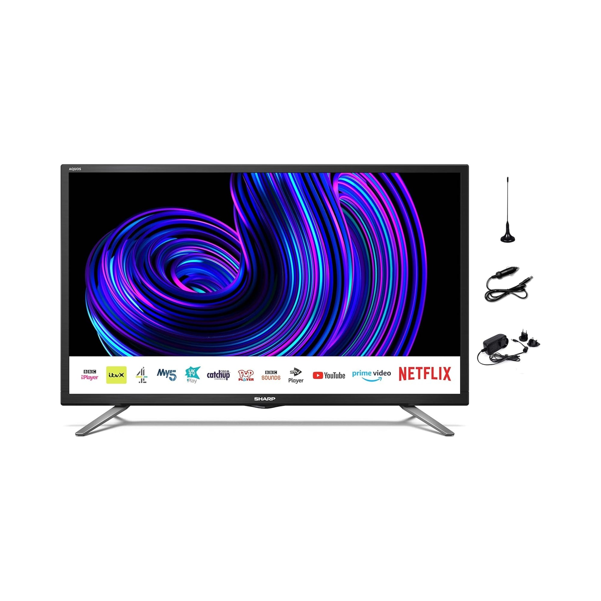 Image of Sharp 24 inch Smart LED 12v/24v TV with Freeview Play, Prime, Netflix, Satellite, Saorview - 1T-C24EE2KF2UBM