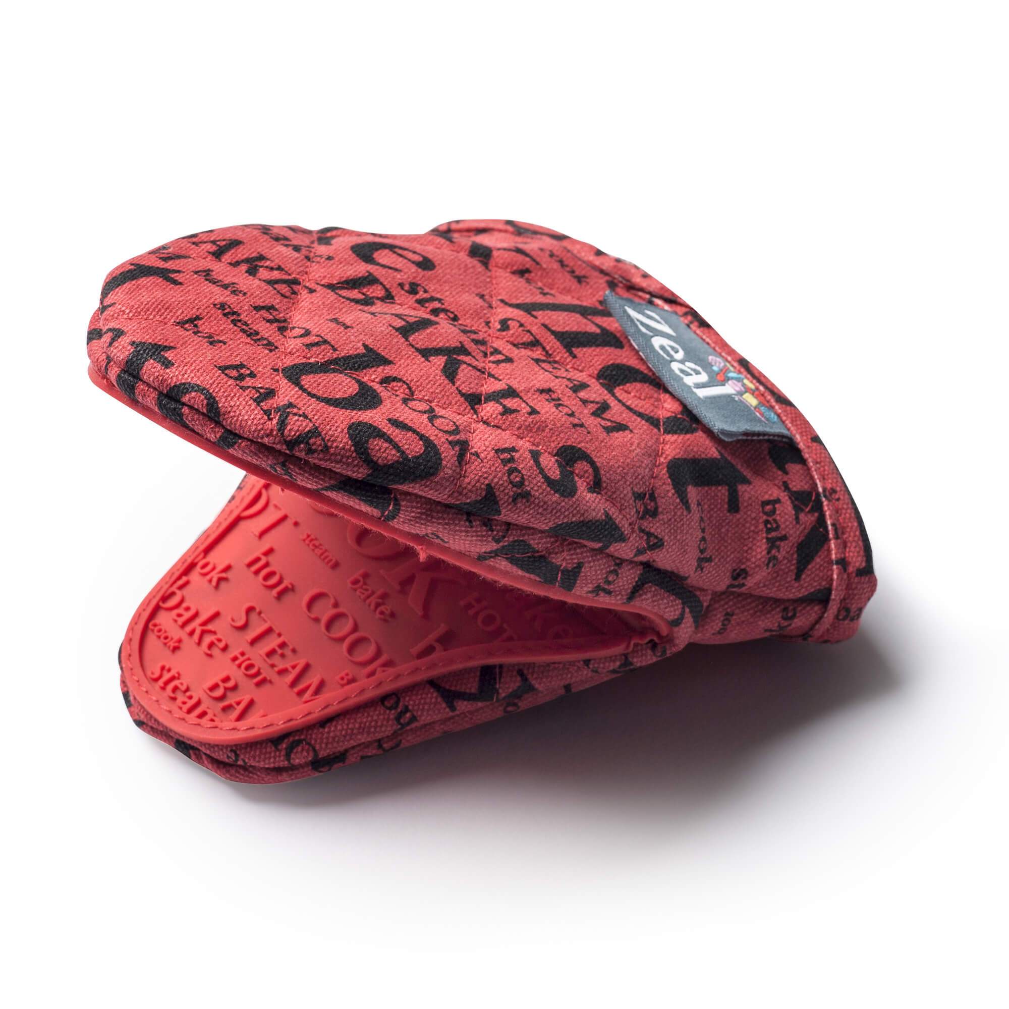 Zeal Silicone Hot Grab Mini Oven Mitt Hot Print in Red