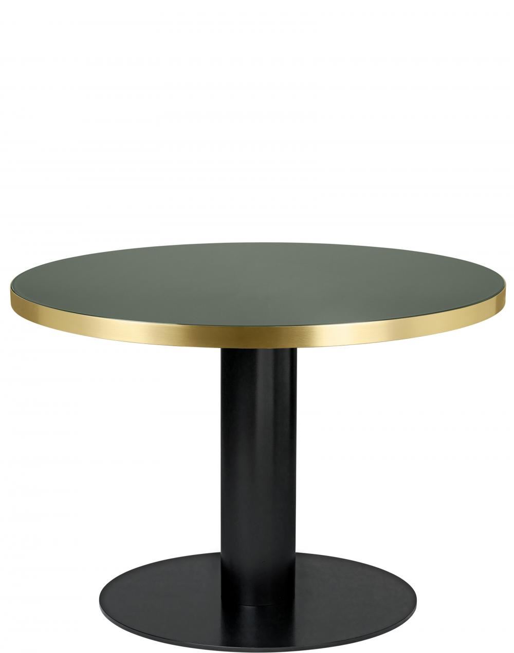 Gubi 20 Dining Table Round Black Base 110 Glassbottle Green