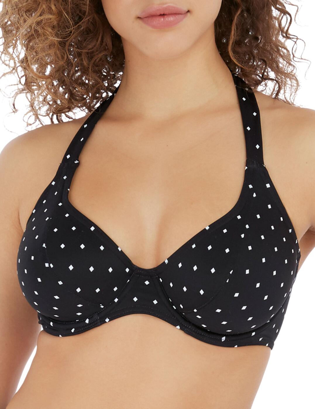 Are you searching for a timeless and stylish swimwear piece to add to your collection? Look no further than the Freya Jewel Cove halter bikini top! This inviting piece is simple yet chic - perfect for any beach getaway. The non-padded cups provide comfort while keeping the traditional shape of the bikini, and the underwired support makes it an ideal choice for those looking for extra lift and structure. In addition, the halter scarf ties provide a unique twist on a classic style. Not only that but there is also a clip fastening at the back so you can easily adjust to guarantee a comfortable fit. For those looking for a matching set, we have plenty of options available! With its versatile design and modern features, the Freya Jewel Cove halter bikini top is definitely worth adding to your collection this season.  Halter bikini top Non-padded cups for comfort Underwired for support Halter scarf ties Clip fastening Simple and comfortable design Timeless piece Matching swimwear available Country of origin: Indonesia Composition: 82% Polyamide &pipe; 18% Elastane Listed in UK sizes  60391-105242-1383276 7232 Halter Bikini Top