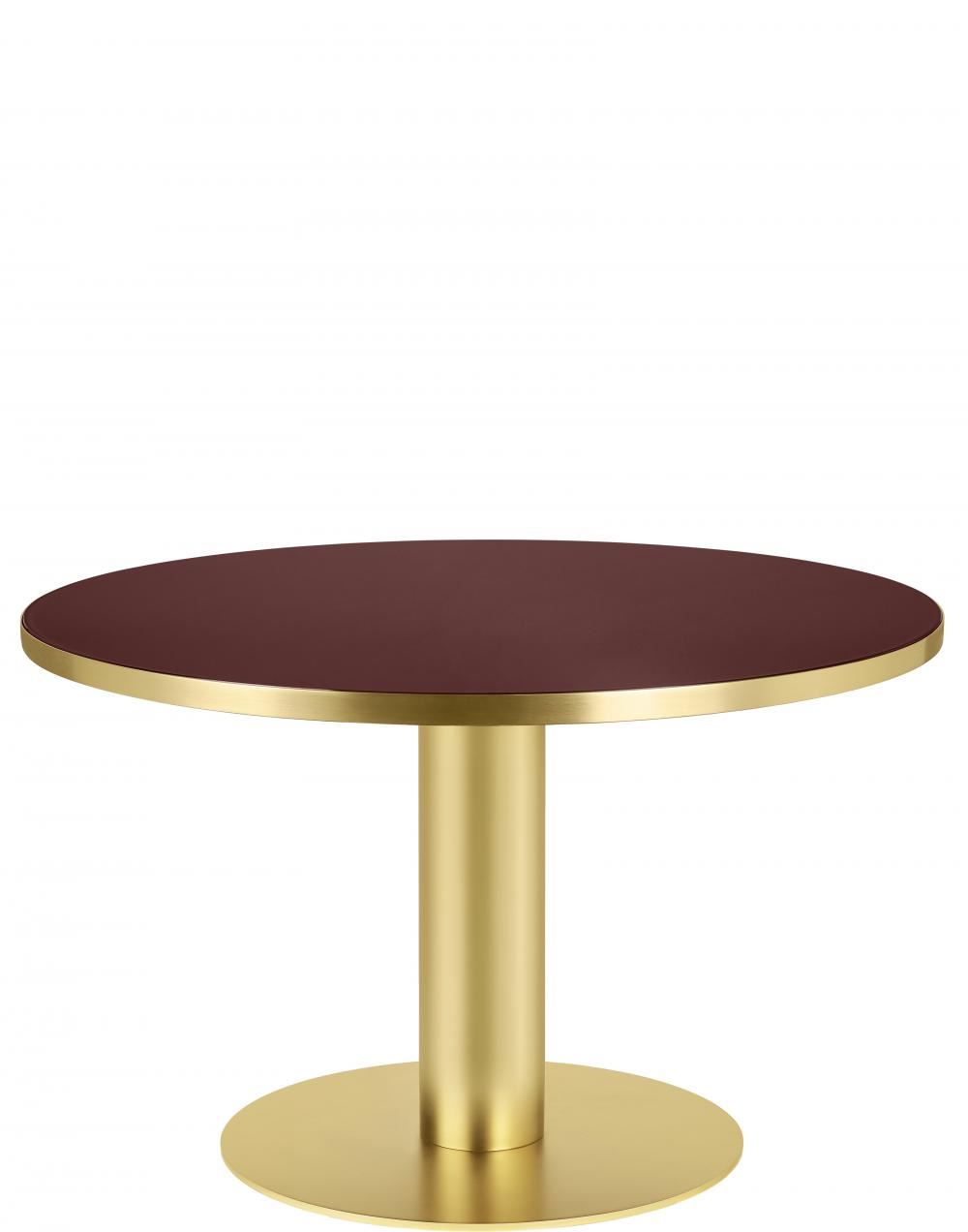 Gubi 20 Dining Table Round Brass Base 125 Glasscherry Red