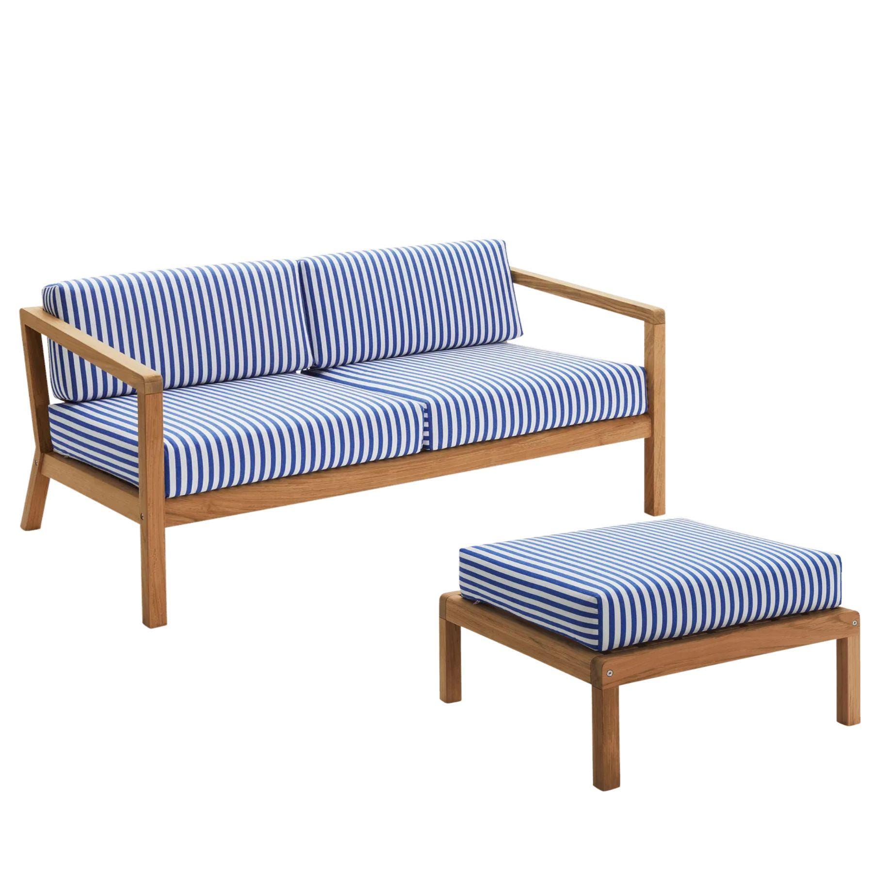 Fritz Hansen Virkelyst Sofa 2 Seater Sea Blue Stripe With Footstool Designer Furniture From Holloways Of Ludlow