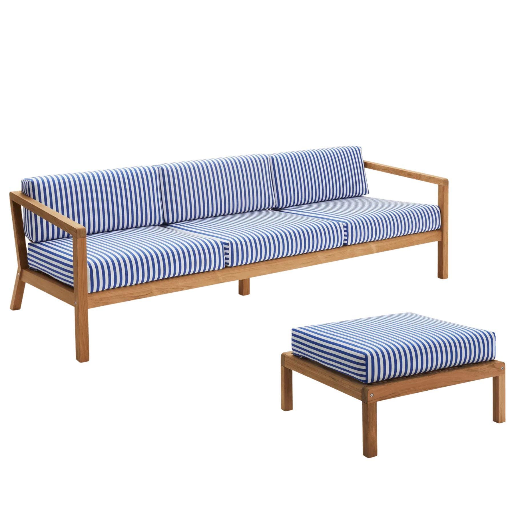 Fritz Hansen Virkelyst Sofa 3 Seater Sea Blue Stripe With Footstool Designer Furniture From Holloways Of Ludlow