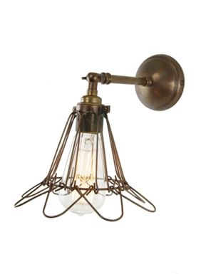 Langdon Wall Light With Cage Antique Brass Shown Black