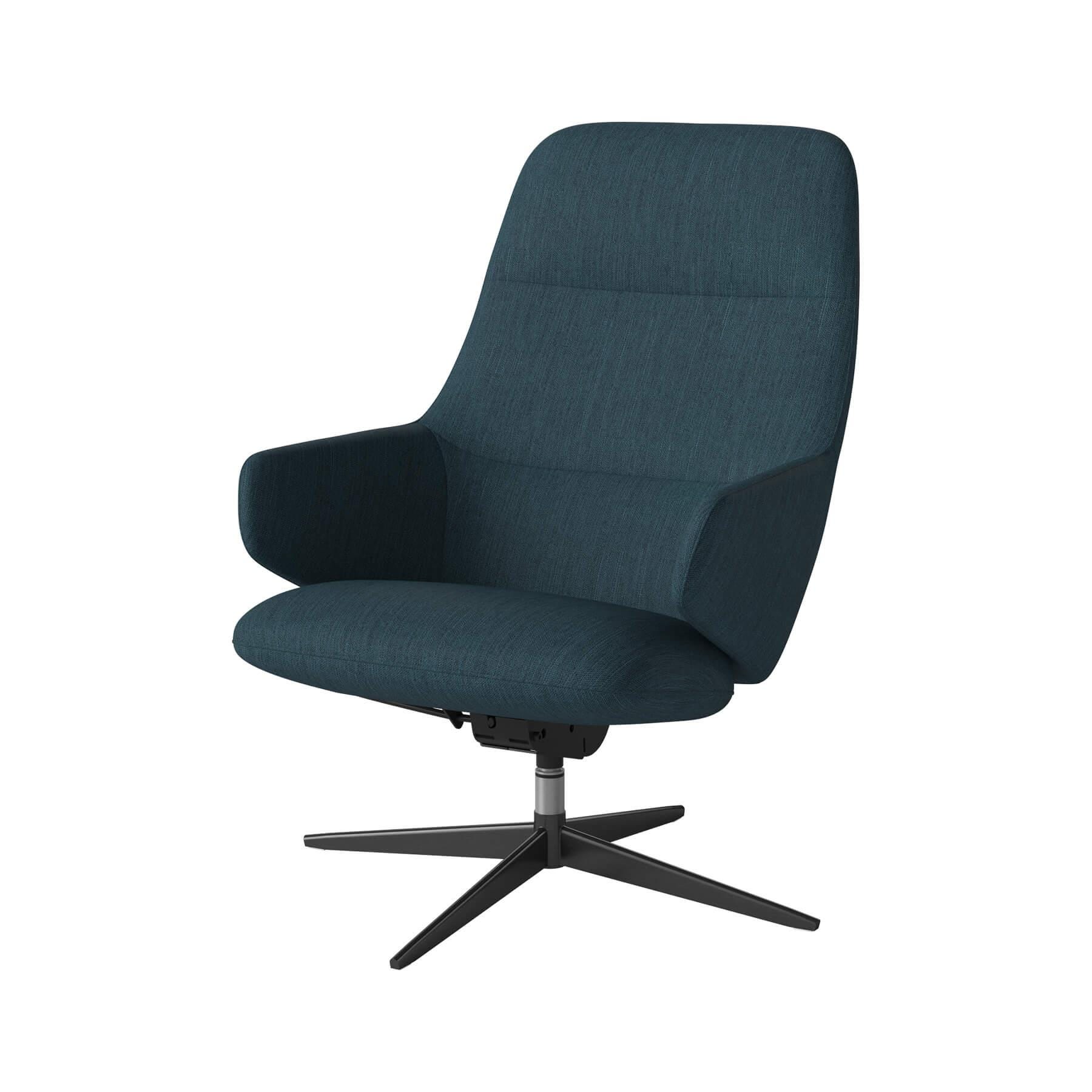 Bolia Clara Armchair Black Laquered Steel Baize Dust Blue Designer Furniture From Holloways Of Ludlow