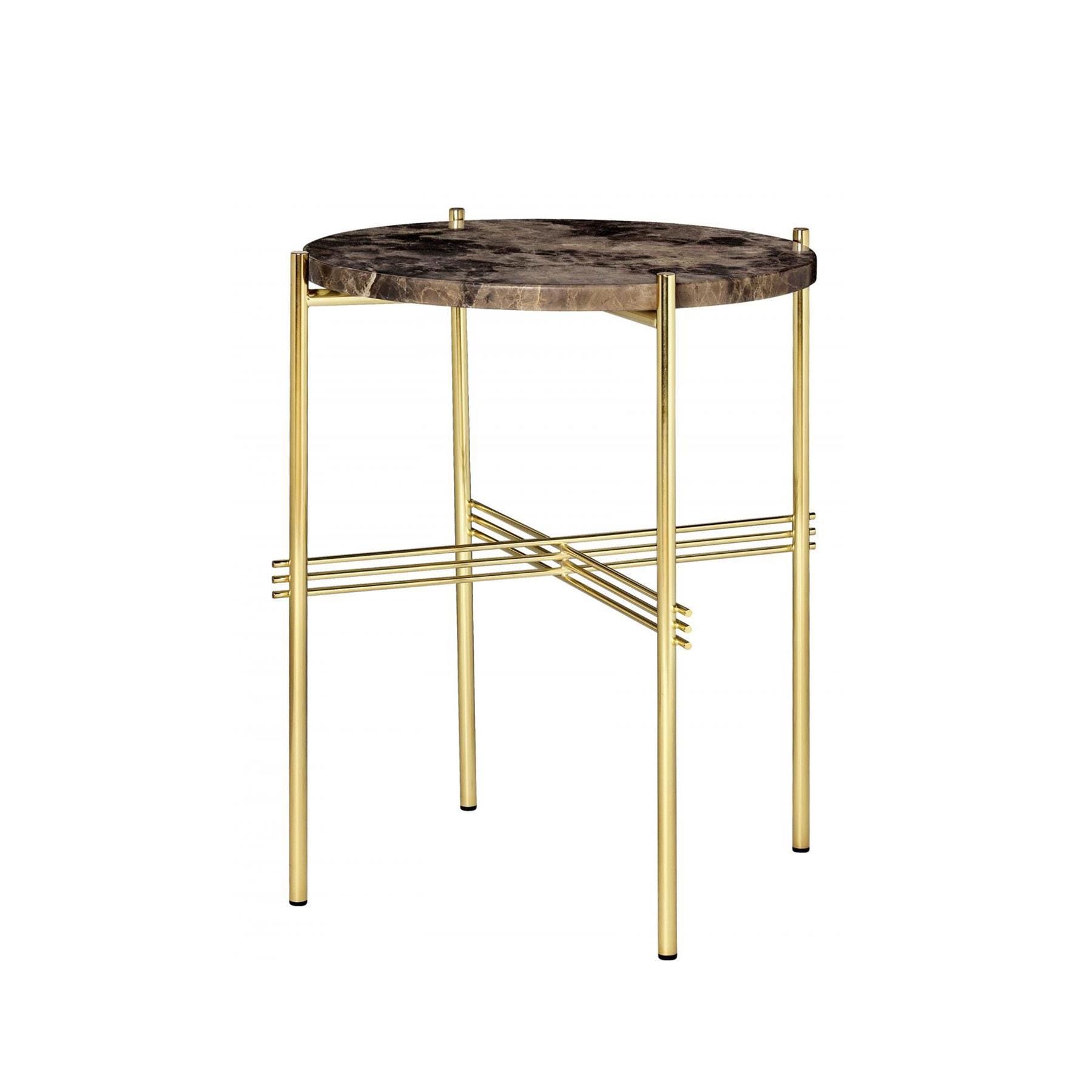 Ts Side Table Brass Base Marblebrown