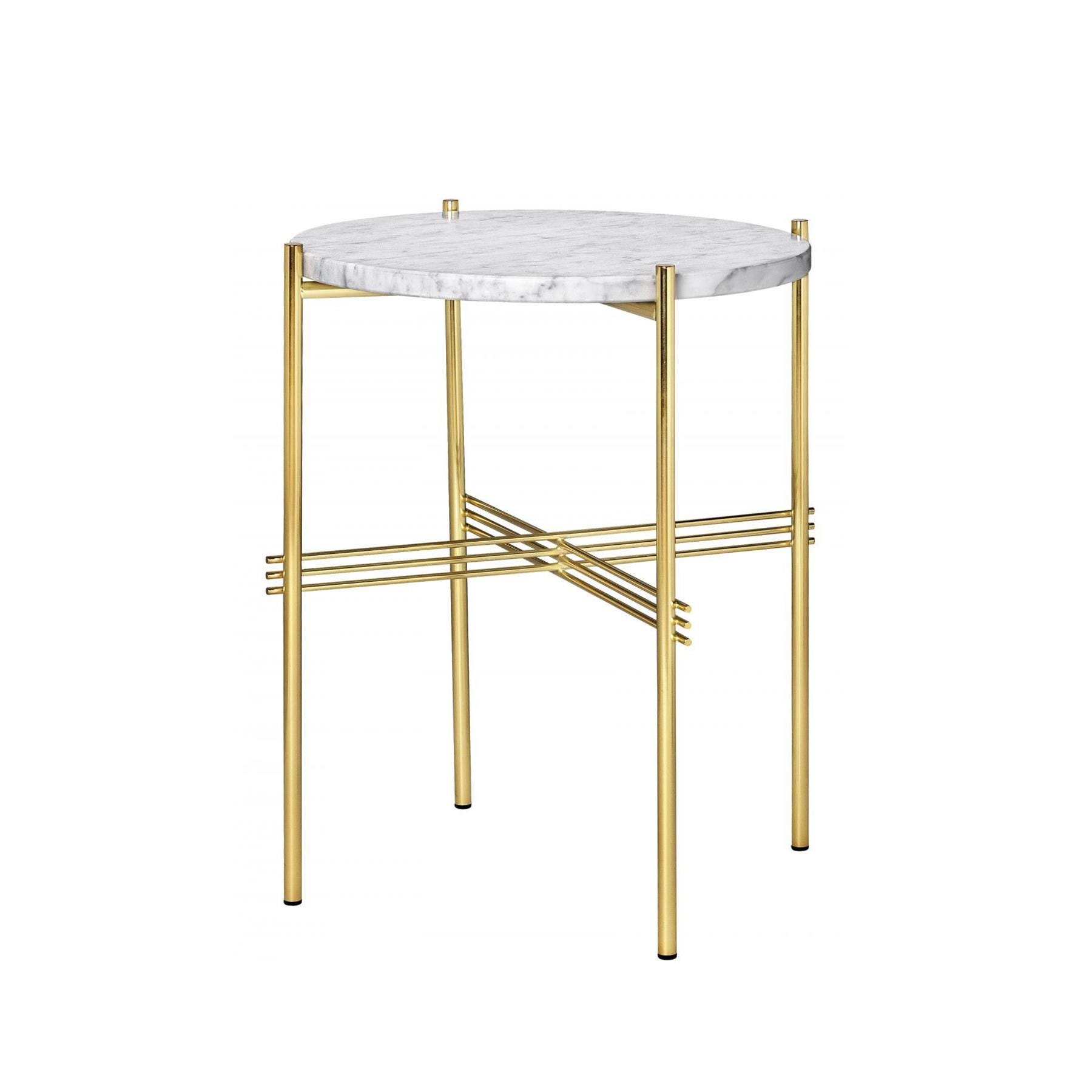 Ts Side Table Brass Base Marblewhite