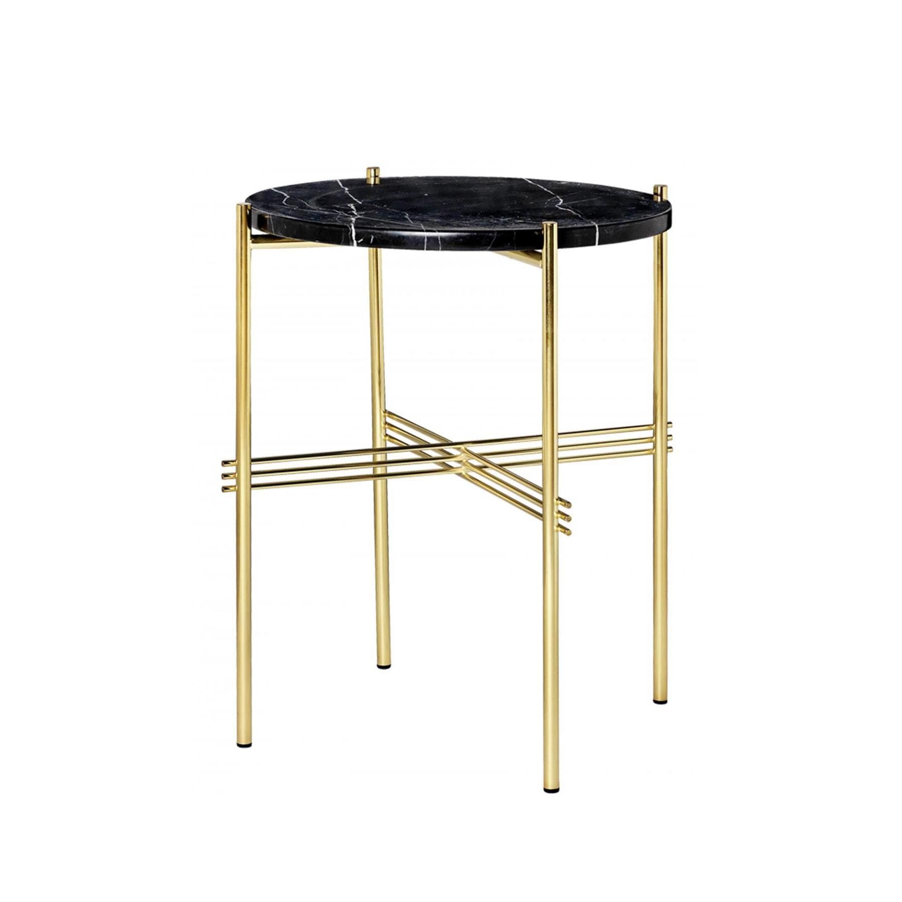 Ts Side Table Brass Base Marbleblack