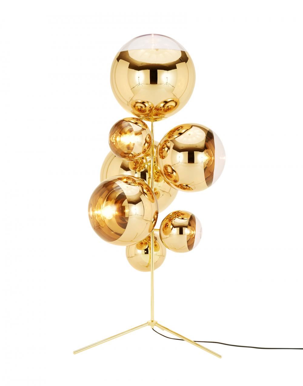 Mirror Ball Stand Chandelier Gold