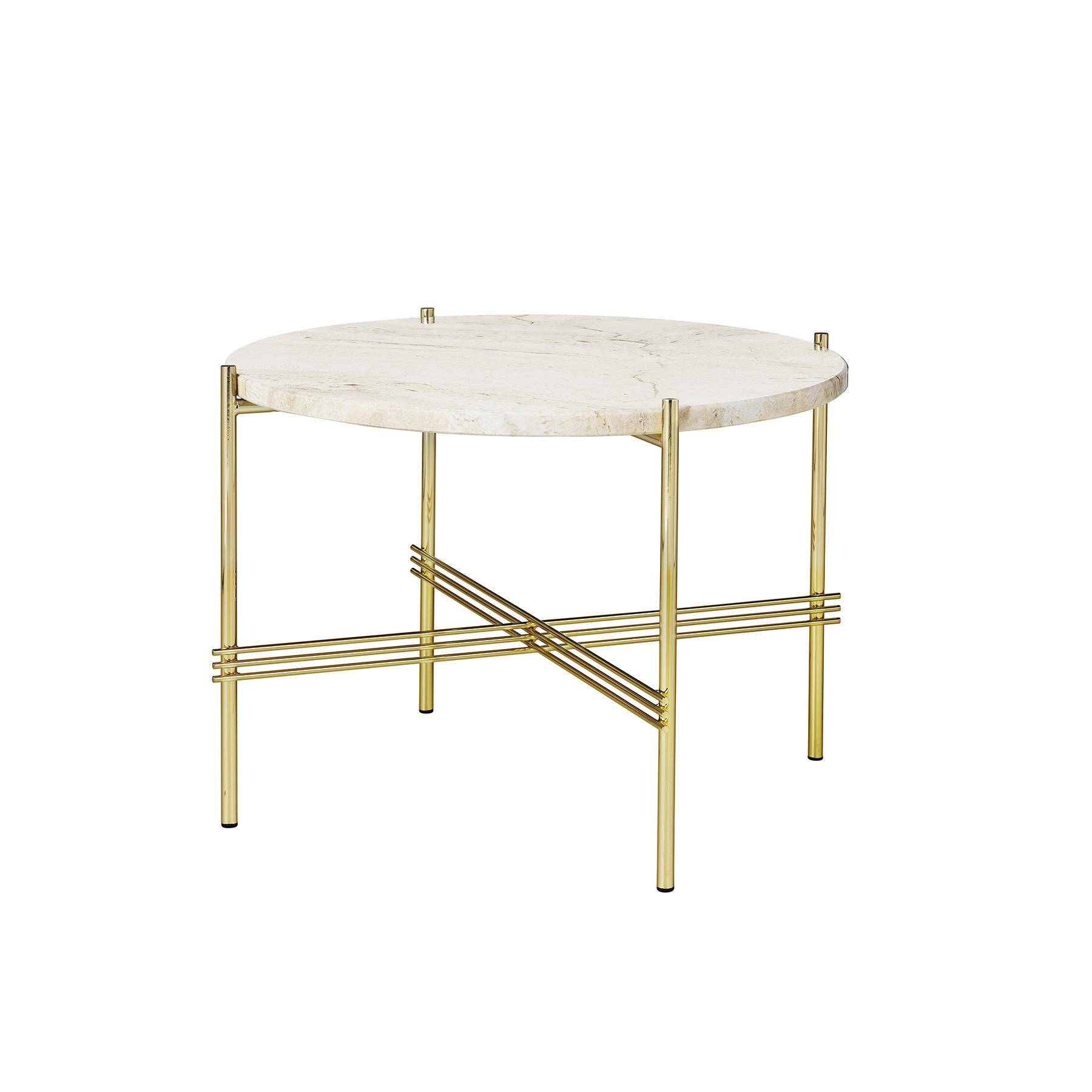 Ts Coffee Table Brass Frame 55 Travertineneutral White