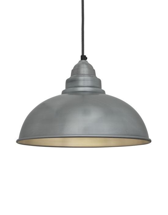 Old Factory Vintage Pendant Light Pale Grey Pewter