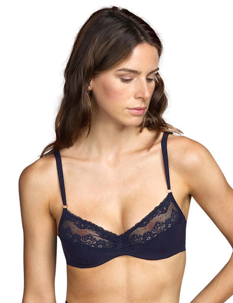 The Verbier collection combines Andres Sarda's renowned premium quality with comfortable everyday designs. This full cup bra is the ultimate luxurious everyday lingerie. The semi-sheer lace section shows a hint of skin and adds a subtle sexy detail. A non-padded design offers a comfortable fit that is perfect all day wear. Underwiring offers added support and the adjustable straps allow for a unique fit. Wear with matching items from the Verbier lingerie line for a flirty coordinated look.  Elegant everyday wear Modest full cup design Comfortable fit Sexy semi-sheer lace detail Underwired for support Non-padded cups Hook and eye fastening Adjustable straps Composition: 81% Polyamide &pipe; 19% Elastane  Listed in UK sizes  50555-91459-1204970 3307710 Full Cup Bra