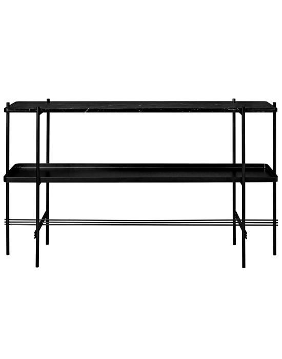 Ts Console Table Black Frame 2 Shelves 1 Shelf Marbleblack 1 Tray Shelf