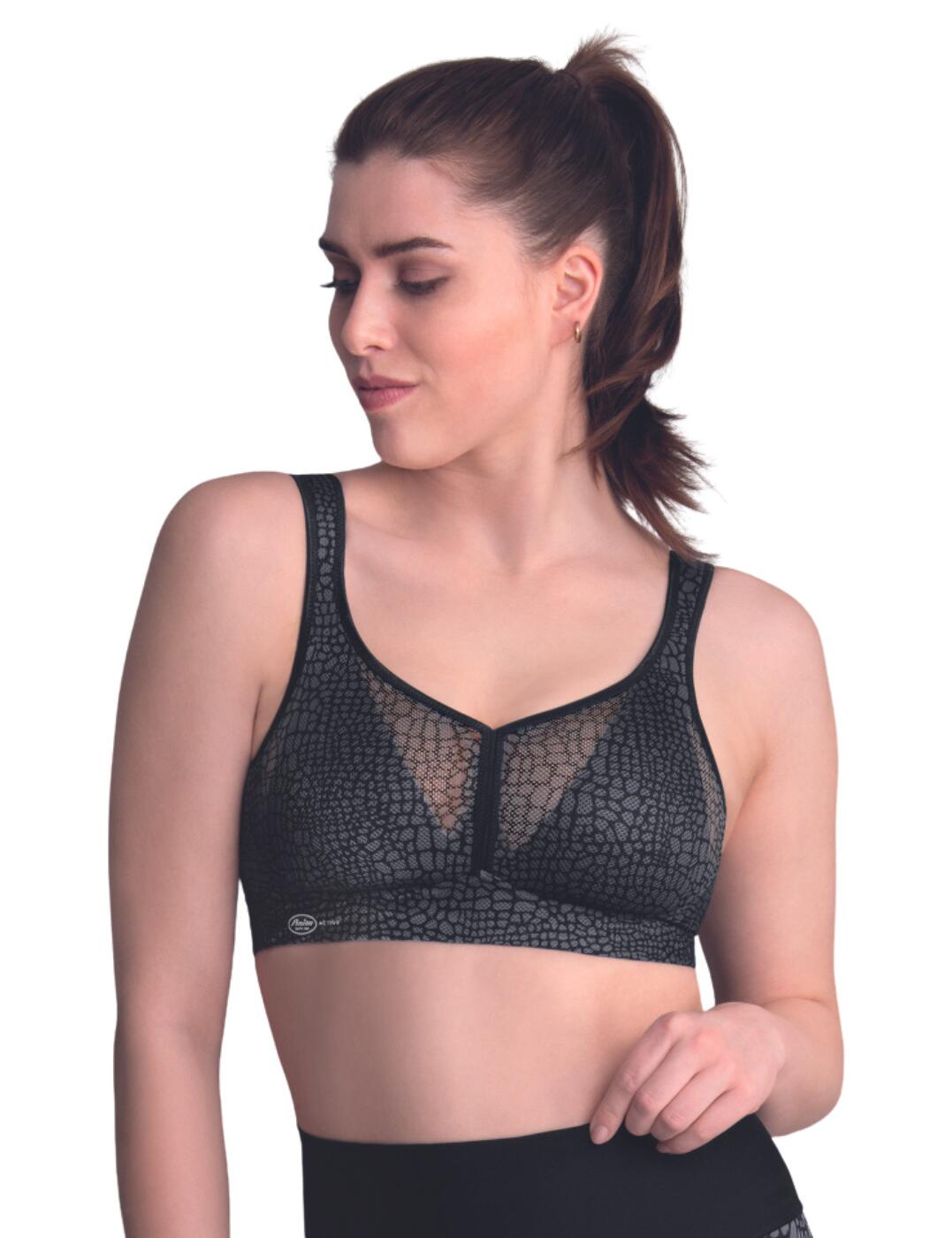 Liven up your activewear whilst providing impeccable support with this padded sports bra from Anita Active. From the Air Control Delta Pad range, this sports bra ensures maximum support with its delta-pad design. This bra is your best friend when working out with its incredible sweat management technology and lightweight mesh that allows for great breathability and air circulation. It has a wireless design but has double-layered cups and a power mesh back lining that ensures a secure and supportive fit. The cups provide full coverage and create a striking look with its cool mesh design and subtle Anita branding at the side. It fastens at the rear with a hook and eye closure and has comfortable adjustable straps that increase with size ranges making it easy to create your perfect fit.  Padded sports bra Wireless Delta-pad provides great support Sweat management technology Lightweight mesh for breathability Full coverage Adjustable straps and a hook and eye closure Country of origin: Czech Republic Composition: Outer fabric: 49% Nylon &pipe; 39% Polyester &pipe; 12% Elastane Composition: Cup: 55% Polyurethane &pipe; 45% Polyester Listed in UK sizes  57437-101432-1314406 5544  Sports Bra