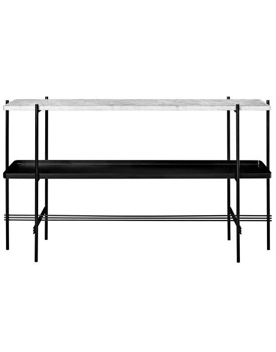 Ts Console Table Black Frame 2 Shelves 2 Shelves Glasswhite