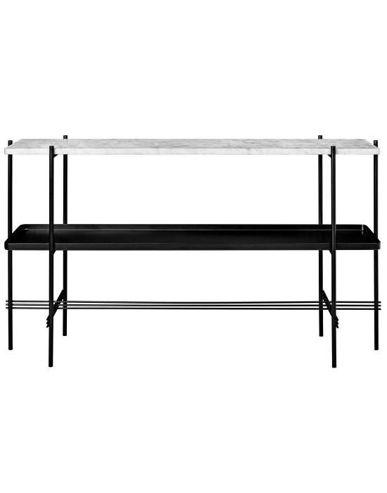 Ts Console Table Black Frame 2 Shelves 1 Shelf Marblewhite 1 Tray Shelf