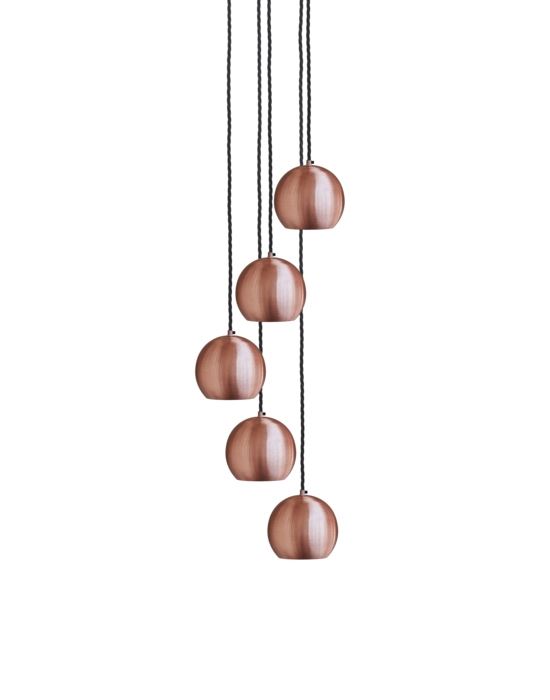 Globe Collection Pendant Light 5 Wire Cluster Pendant Copper Black Twisted Flex