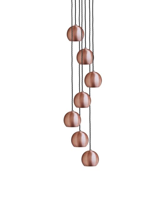 Globe Collection Pendant Light 7 Wire Cluster Pendant Copper Black Twisted Flex