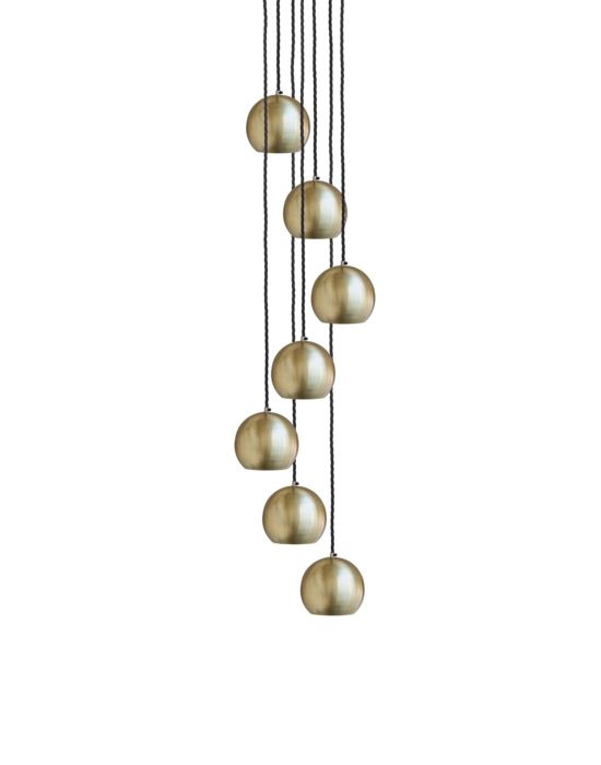Globe Collection Pendant Light 7 Wire Cluster Pendant Brass Black Twisted Flex