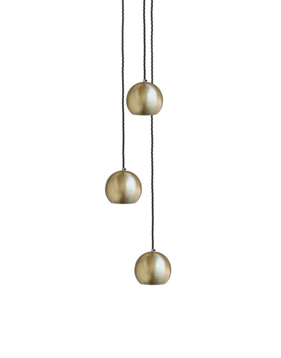 Globe Collection Pendant Light 3 Wire Cluster Pendant Brass Black Twisted Flex