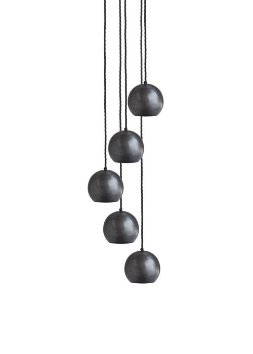 Globe Collection Pendant Light 5 Wire Cluster Pendant Pewter Black Twisted Flex