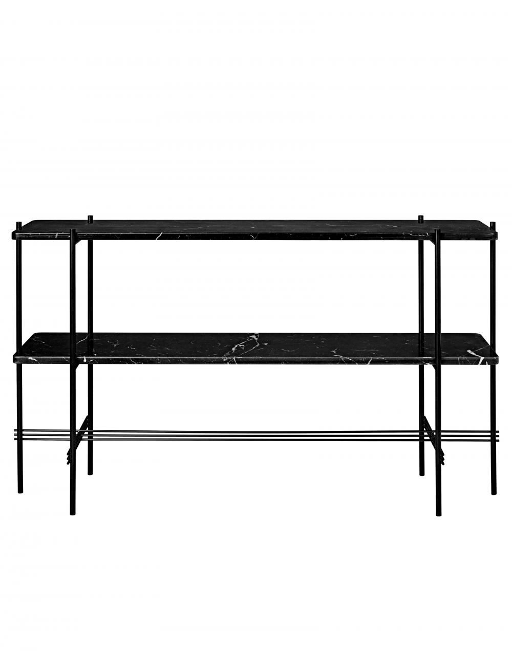 Ts Console Table Black Frame 2 Shelves 1 Shelf Marblegrey 1 Tray Shelf