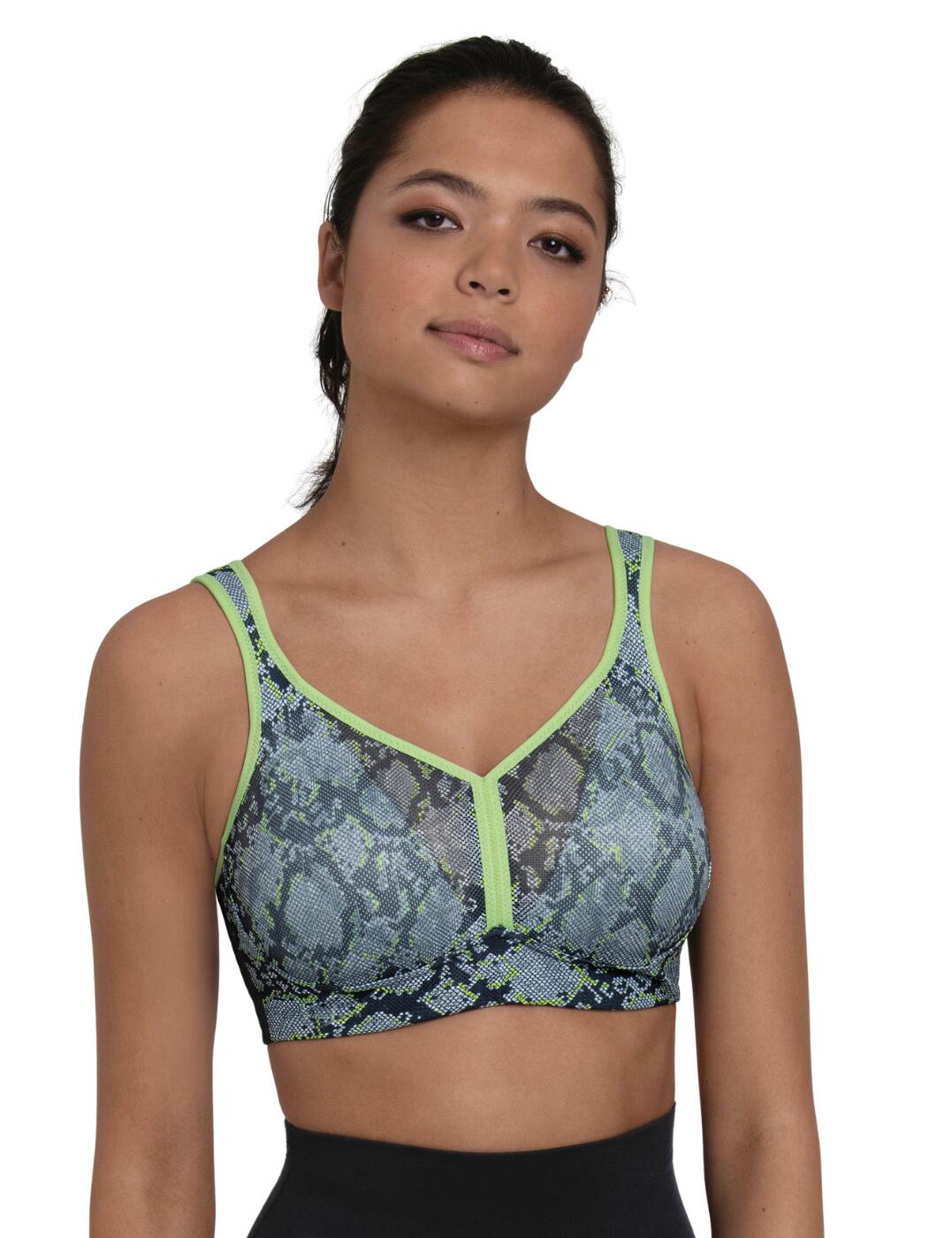 Enjoy Air Control Deltapad design in this stunningly printed sports bra from Anita. The padded cups offer you shaping and security but with the lightweight design it means that nothing is impossible. The breathable material keeps you cool and allows optimal freedom of movement. No underwiring is used in the cups for a more natural feeling fit, yet the elasticated underband ensures security within the piece, also with added breathable material to ensure an all round reliable fit.  Breathable material in cups and underband Elasticated underband Air Control Deltapad design Adjustable straps Padded cups Hook and eye closure Country of origin: Czechia Composition: 49% Polyamide &pipe; 39% Polyester &pipe; 12% Elastane MOULDED CUP: 55% Polyurethane Fibre &pipe; 45% Polyester Listed in UK sizes  57455-101466-1314660 5544 Sports Bra