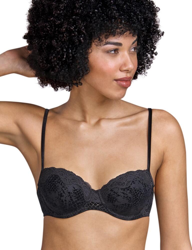 The Mamba lingerie line boasts sexy snake print designs in the utmost luxurious style. This padded balcony bra centers and rounds the cleavage naturally and the lace trim adds a feminine finish whilst highlighting the bust. The flirty snake print and velvet detailing adds a seductive touch to the classic balcony shape. Adjustable velvet straps allow for an individual fit and the underwiring offers added support. Wear with matching lingerie from the Mamba collection by Andres Sarda for a sexy coordinated style.  Luxurious snake print style Uplifting padded cups Delicate lace trim Classic balcony shape Sexy semi-sheer back Adjustable velvet straps Underwiring for support Hook and eye closure Composition: 52% Polyester &pipe; 42% Polyamide &pipe; 6% Elastane Listed in UK sizes  50583-91487-1204930 3309514 Padded Balcony Bra