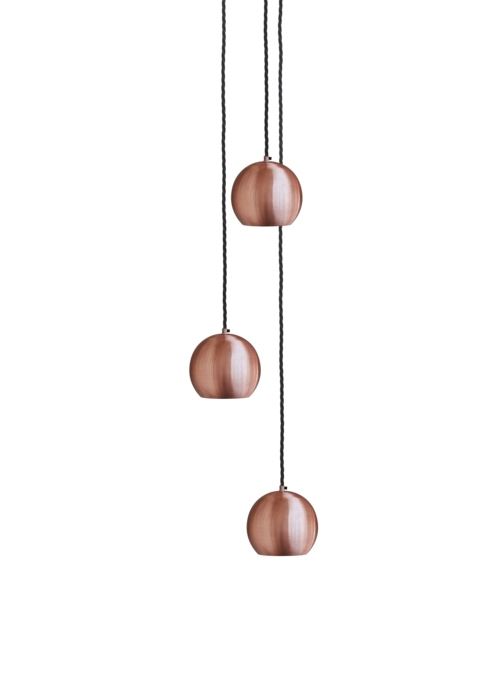 Globe Collection Pendant Light 3 Wire Cluster Pendant Copper Black Twisted Flex