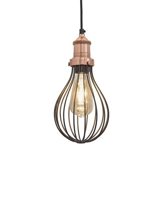 Cage Pendant Lights Balloon Dark Pewter Cage Copper Holder