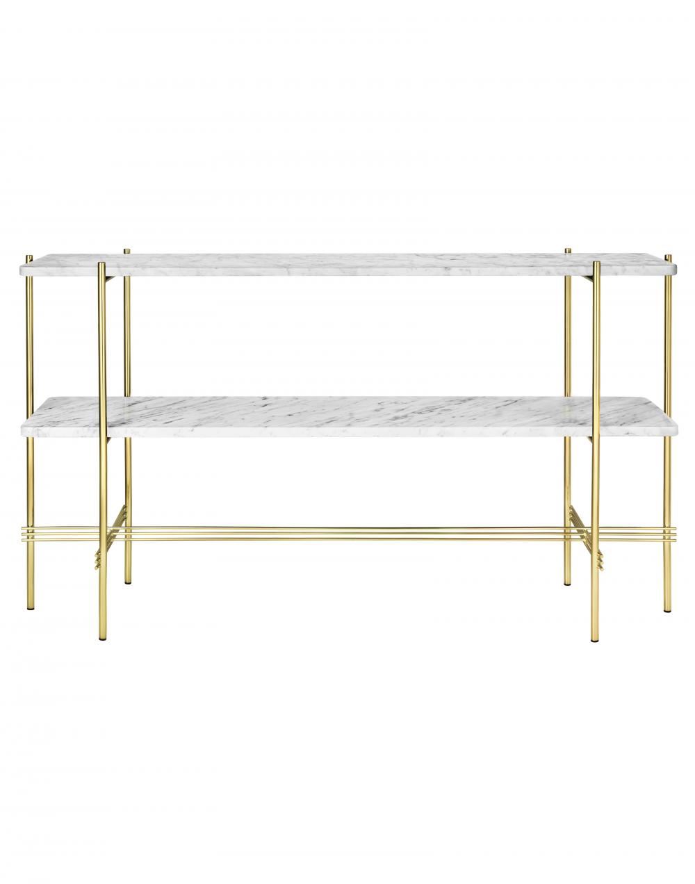 Ts Console Table Brass Frame 2 Shelves Marblewhite