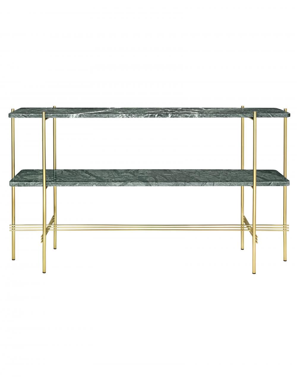 Ts Console Table Brass Frame 2 Shelves Marblegreen