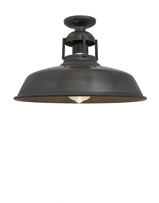 Brooklyn Flush Ceiling Light Barn Shade Barn Slotted Pewter