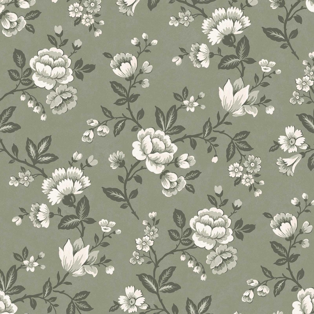 Laura Ashley Bradenbury Trail Wallpaper Antique Green 143322