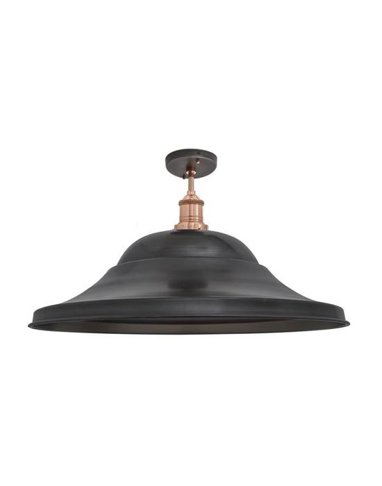 Brooklyn Vintage Giant Hat Metal Flush Mount Light Pewter Shade Copper Flush Mount