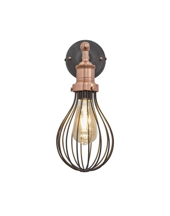 Orlando Cylinder Wire Cage Retro Wall Light Pewter Balloon Copper Holder