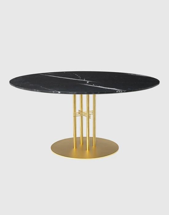 Ts Column Dining Table Brass Base Marble 150white