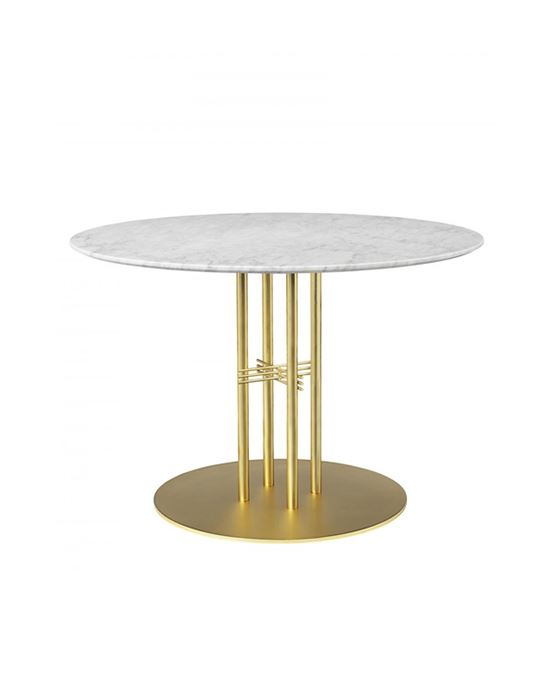 Ts Column Dining Table Brass Base Marble 110white Laminate