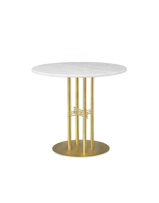 Ts Column Dining Table Brass Base Marble 80white