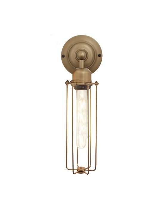 Orlando Cylinder Wire Cage Retro Wall Light Brass Cylinder