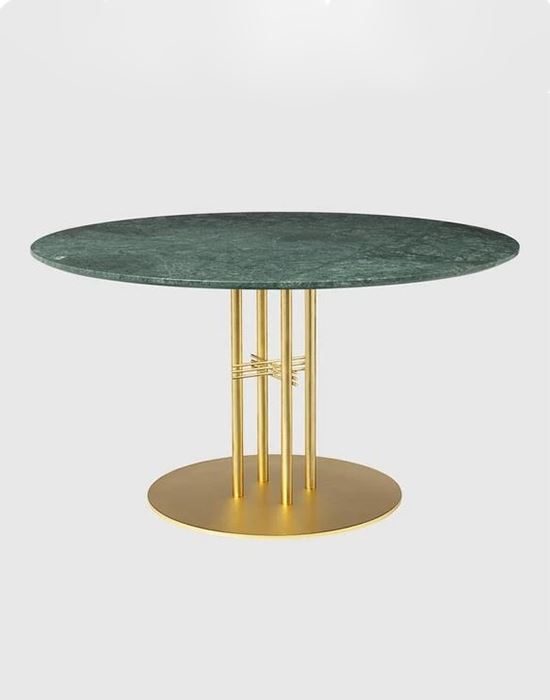 Ts Column Dining Table Brass Base Marble 130green